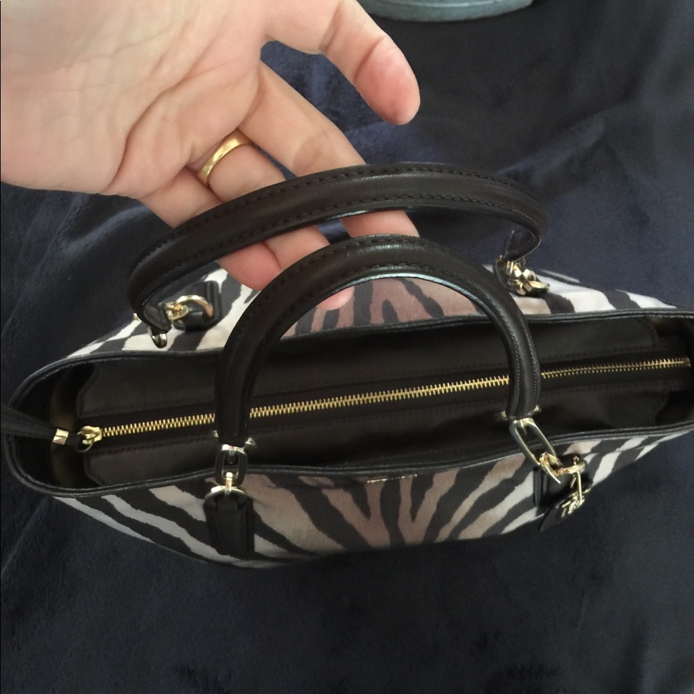 Coach brown zebra stripe purse & matching wristlet - Picture 7 of 8